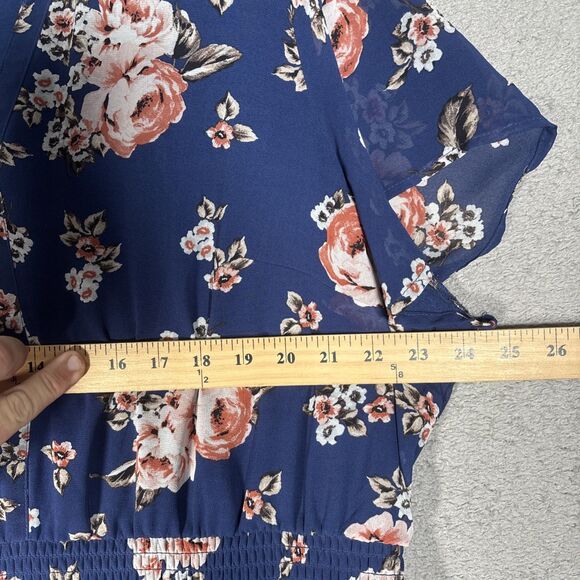 Torrid‎ Dress Women’s Plus Size 3X Blue Floral Mini Navy Blue Roses Garden Party - Picture 10 of 16